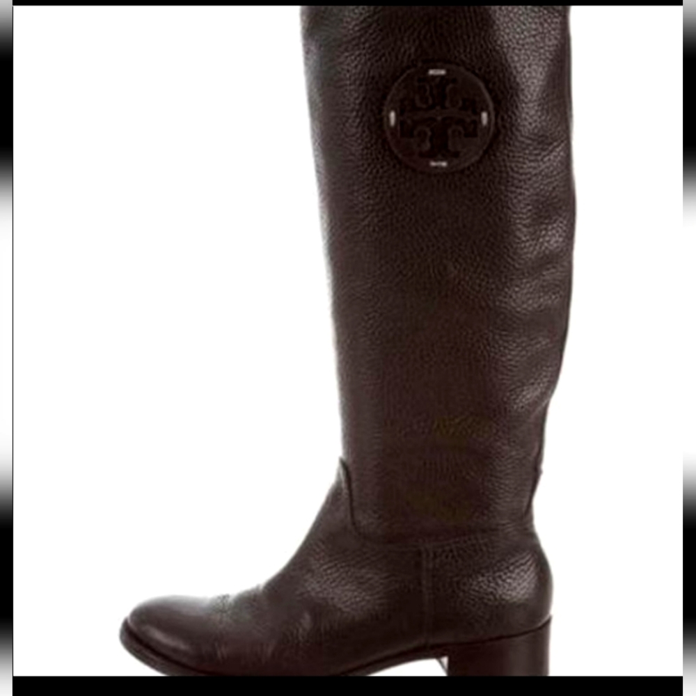EUC RARE Tory Burch Tall Brown pebbled leather boots size 8.5